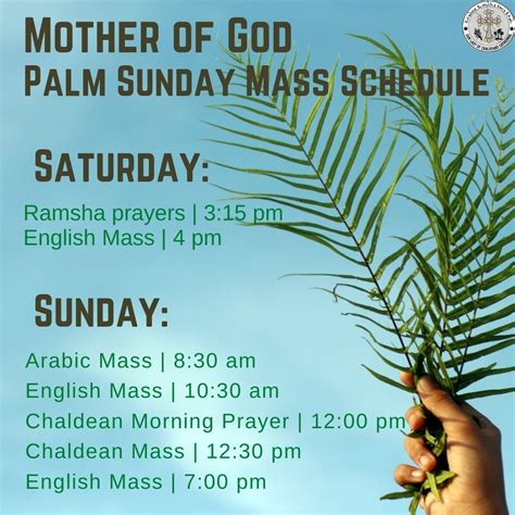 PALM SUNDAY at the Shrine Schedule of .